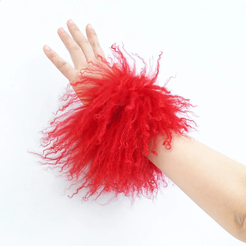 ly arrived colorful long haired womens fur arms warm wrists real Mongolian sheepskin cuffs CX-A-47Z 241206