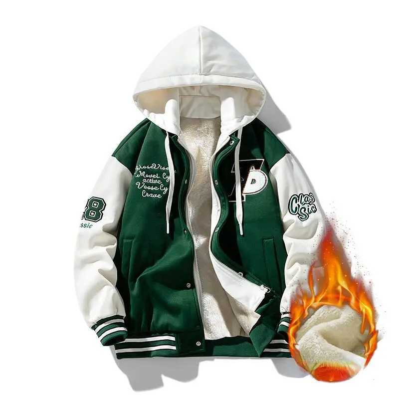 Embroidery Trendy Sweatshirt Coat Thick Warm Zipper Lamb Wool Jacket Men and Woman Winter Plush Lined Hip Hop Cardigan HoodieXJ241206