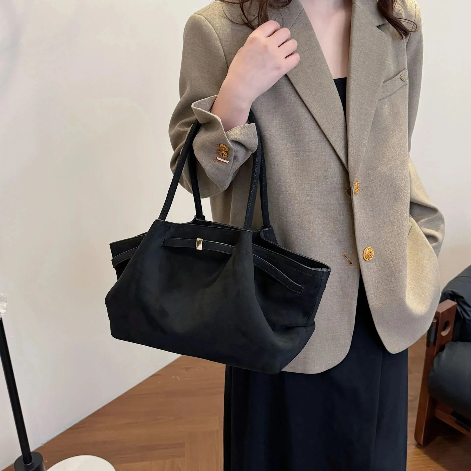 Suede Leather Underarm Shoulder Bag For Women Fashion Large Capacity Handbag n Wedding Crossbody 241204
