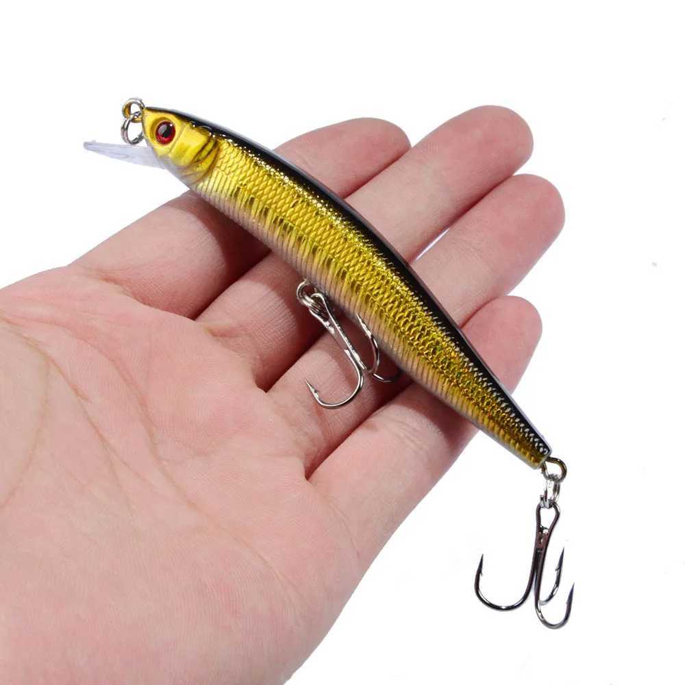 1 Pcs/lot Fishing Lure 3D Eyes Floating Minnow Aritificial Laser Wobbrs 9.5cm 8g Crank Bait Hard Plastic Fishing Tack PescaXJ241128