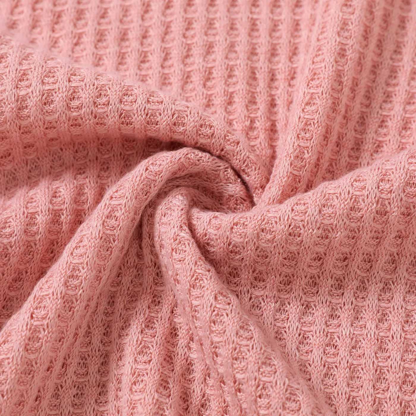 Toddler Girl Solid Color Mock Neck Waffle Long Puff-sleeve Dress Perfect for Outings and Daily Wear Basic SleXJ241206