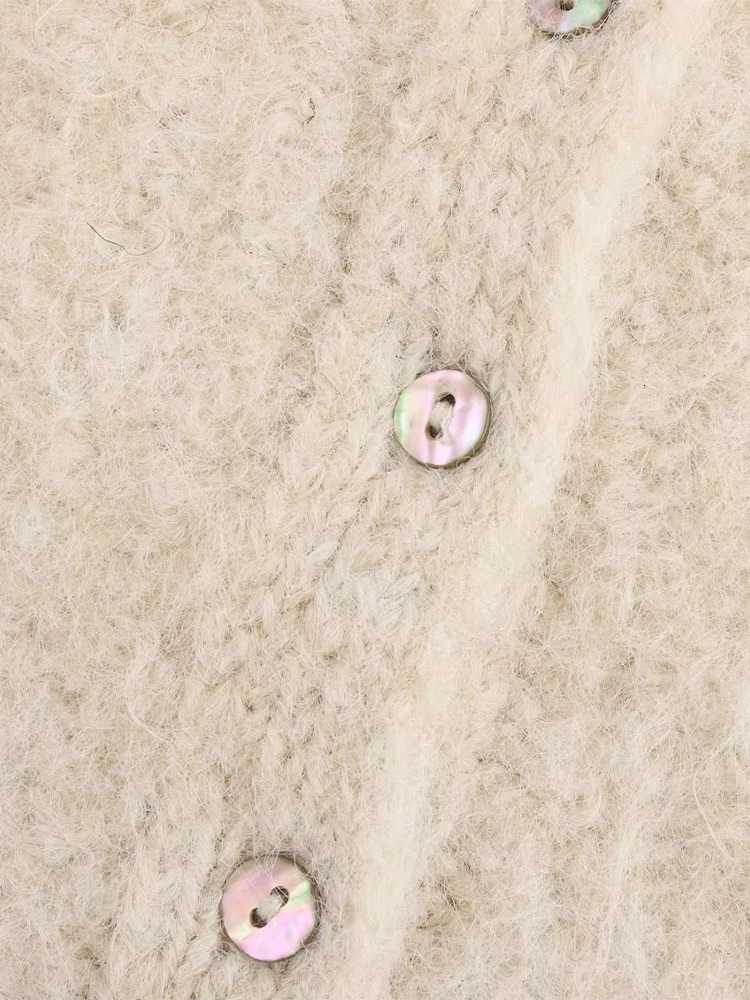 Fluffy Knitted Open Top Womens Large Lace Bow Single Chest Oneck Sweater 2024 Autumn Winter Fashion Loose 241206