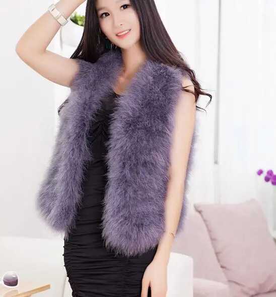 2015 new fashion autumn winter natural ostrich fur vest coat sveless vest fur Waistcoat Winter Coat plus S-3XLXJ241206
