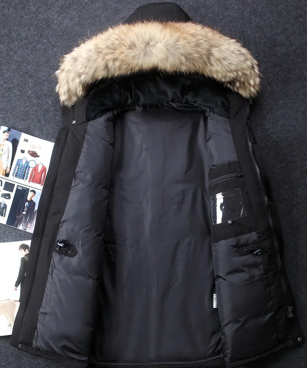 Winter Duck Down Parka Men Hooded Fur Collar Long Thicken Warm Jacket Women High Quality Outdoor Windproof Casual Coats 241205