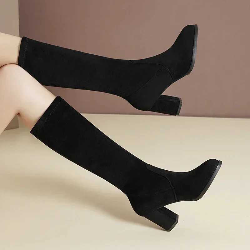 High Quality New Fi Winter Warm Boots Artificial Fur Elastic Boots Point Suede High H Casual Warm Boots T241206