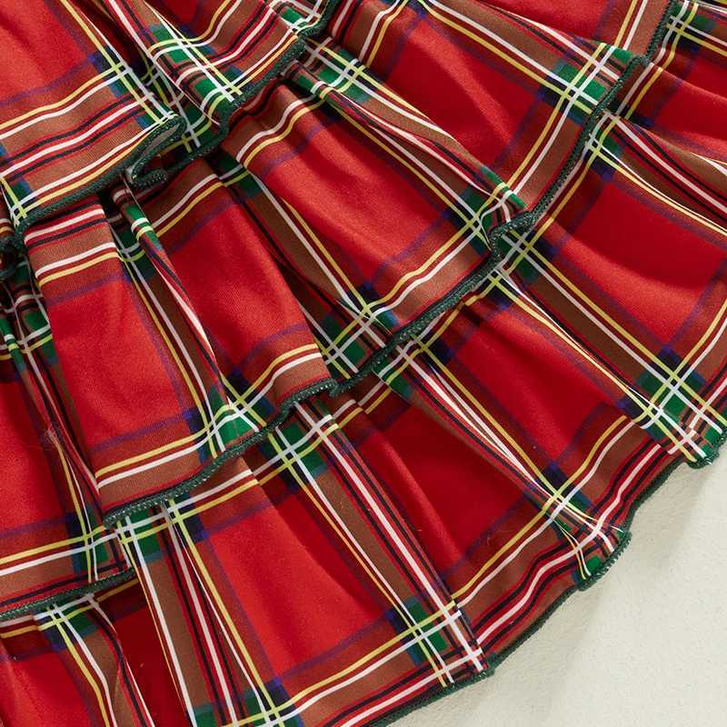 Toddler Girl Winter Dress Cute Bowknot Long Sleeve Plaid Print Princess Dress for Baby Girls Christmas Par OutfitXJ241206