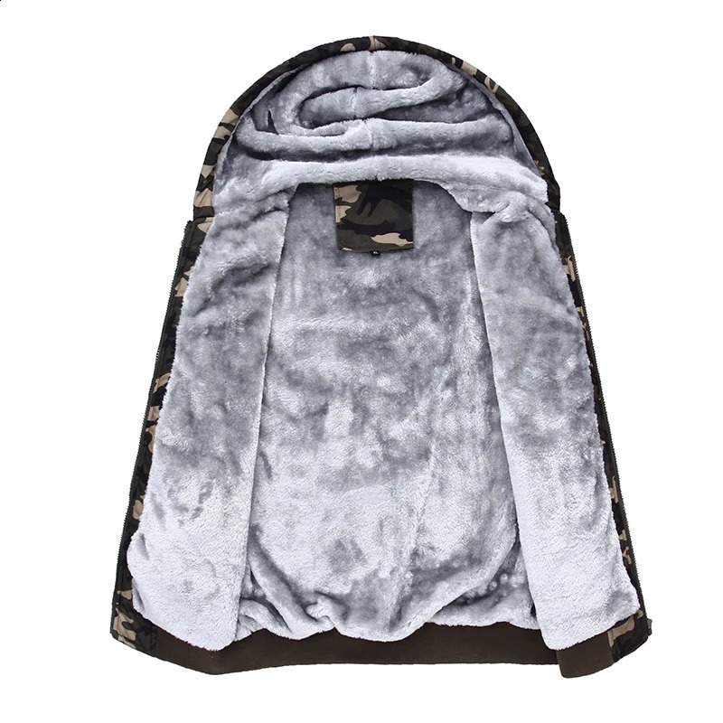 Mens Zip Up Hoodie camouflage Heavyweight Winter Sweatshirt Fleece Sherpa Lined Warm Jacket 241203