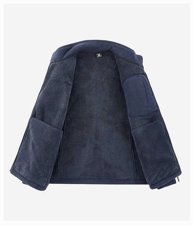 Winter Men Coat 5XL Mens Polar Fleece Jacket High-quality Male Solid Color Stand Collar Plush Thicken Warm Jackets Men ClothingXJ241206