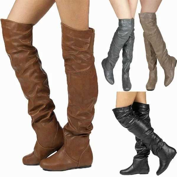 High Quality Over the Knee Boots Wens Square Block Heel Platform Side Zipper Autumn Winter Thick Boots 15CM High H T241206