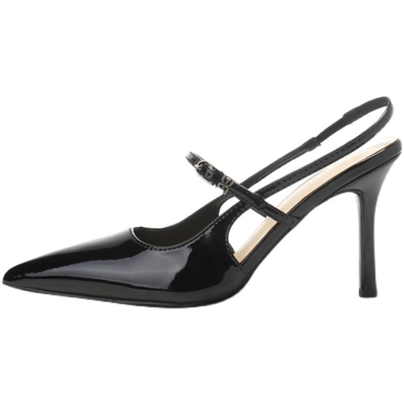 Toe Sandals Closed Comfort New Shoes for Women Suit Female Beige High Heels Sexy Retro Stiletto Fashion Black 2024 Open High-heeled