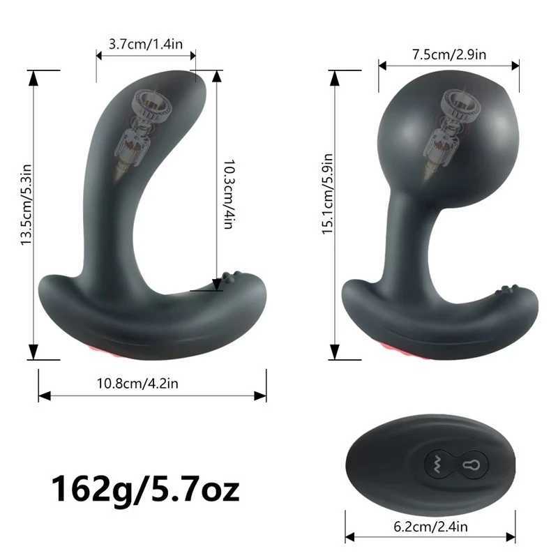 Wireless Remote Control Male Prostate Massage Vibrator Inflatable Anal Plug Expansion Vibrating Anal Sex Toys For Men WomanXJ241206