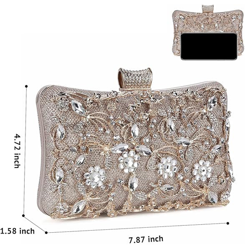Crystal Evening Clutch Bag Clutch Purse for Women Wedding Evening Bag Sparkle Formal Bridal Purse Ladies Prom Cocktail Party Handbag Rhinestone Weddin