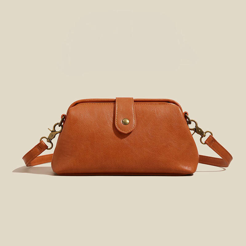 2025 new soft leather clip single shoulder diagonal cross women's bag