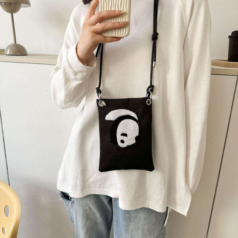 Nylon Canvas Women's New Trendy Cartoon Phone Korean Version Crossbody Bag, Panda Coin Purse, Fashionable Quality, Classic B3