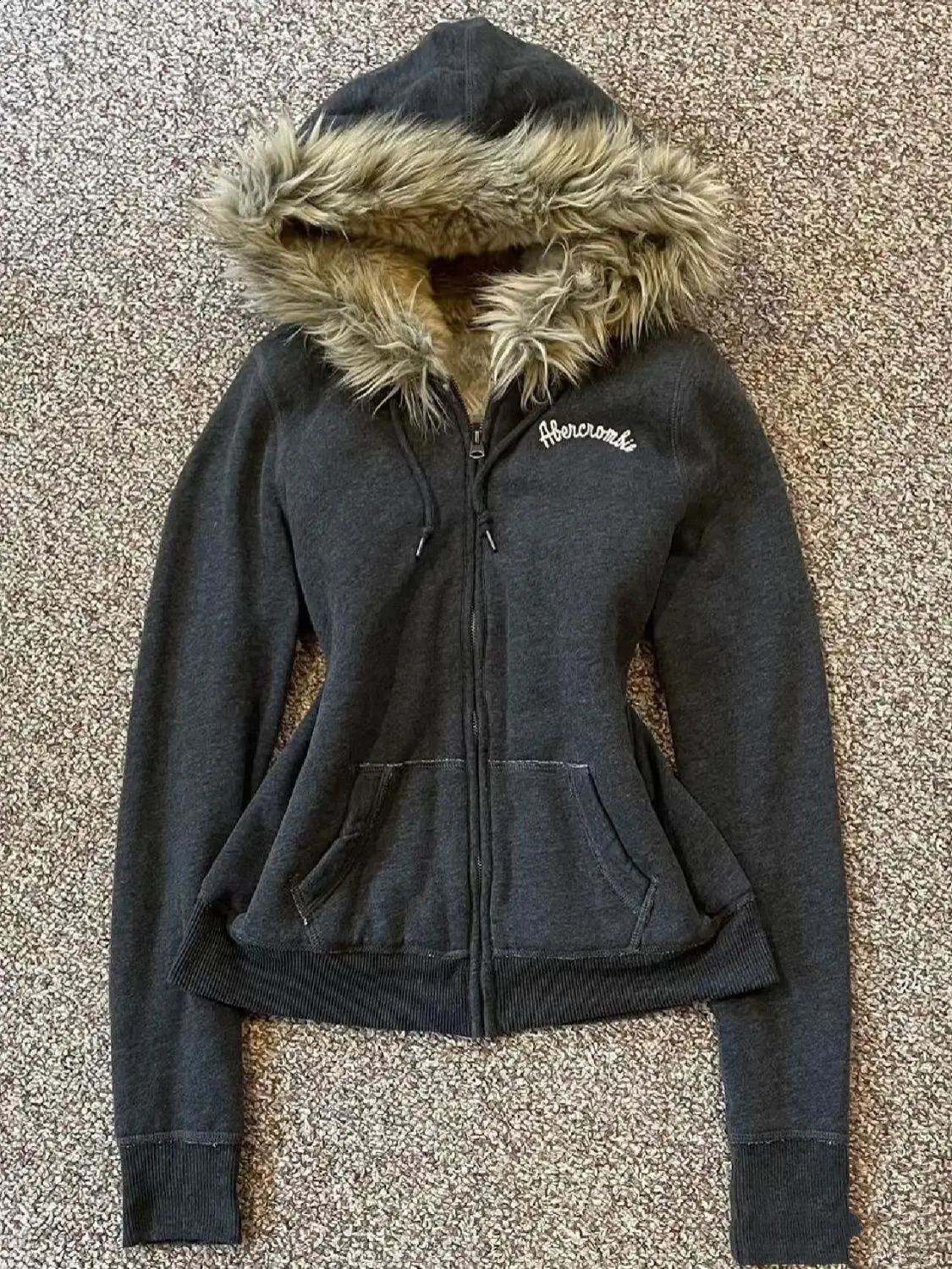 Hooded sweatshirt womens autumn American street style fur collar cardigan jacket n loose zipper thickened y2k top 241204