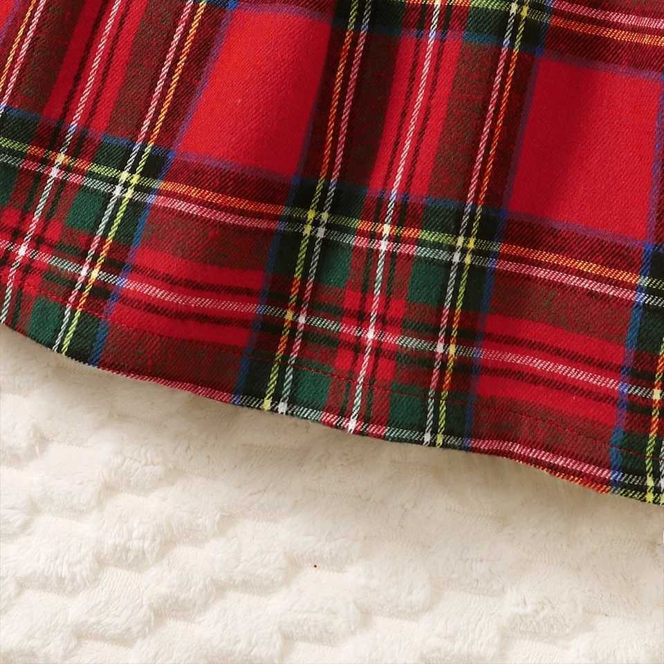 3-7 Years 2PCS Girls Christmas Dress Suit New Year Clothes Plaid Bow Long Sleeve Dress+Hat Children Xmas Par Costumes WinterXJ241206