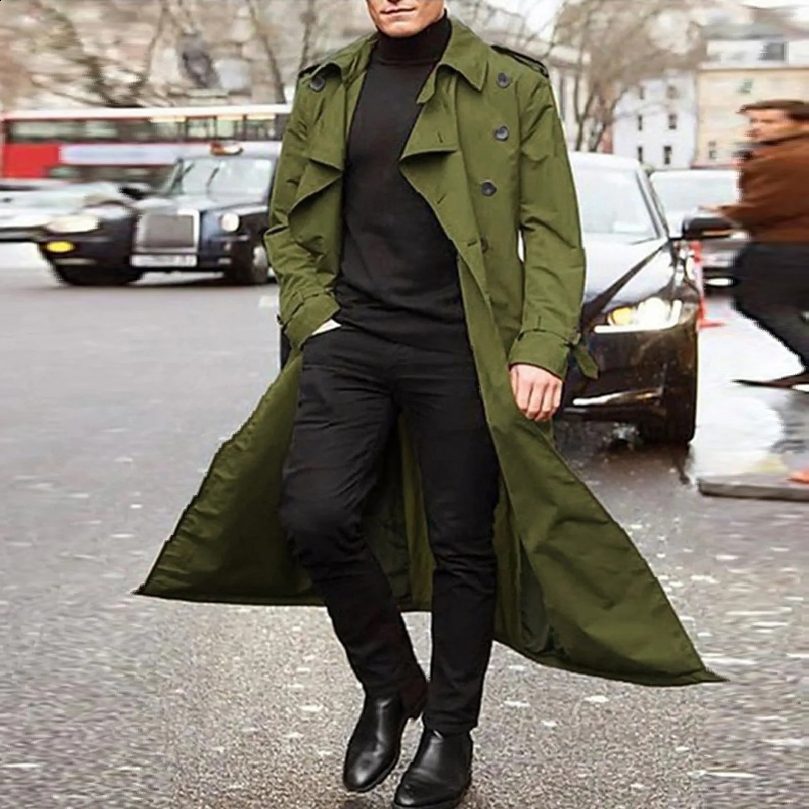 Streetwear Fashion Trench Mens Thin Coat Overlong British Coats Mans Clothing With Epaulets Jackets For Spring 241202