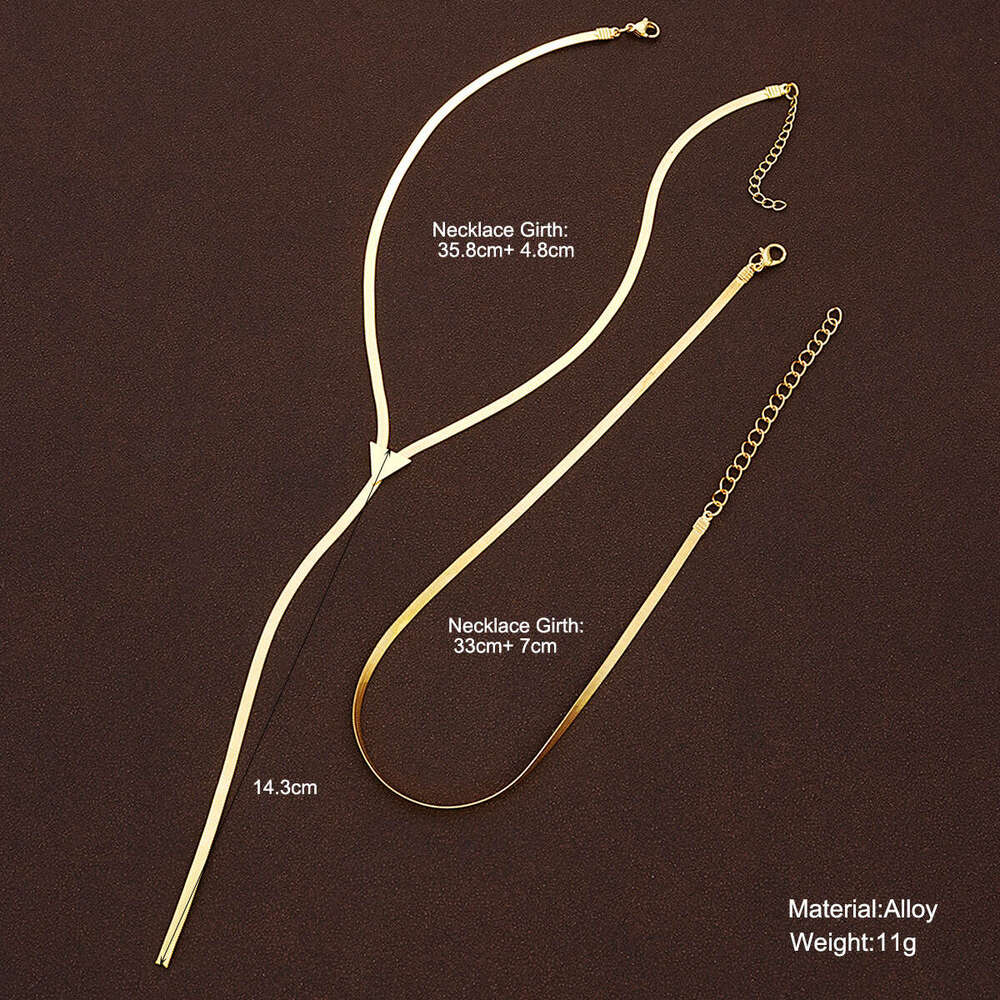 Hot selg creative snake bone chain tassel double-layer necklace, fashionable niche design sense, trendy accessories for women