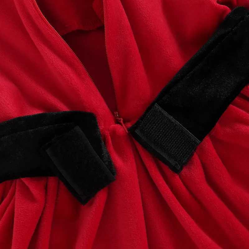 Christmas Baby Girl Clothes Par Dresses Long Sleeve O Neck Plush Patchwork A-line Dress with Belt and Headband Baby ClothingXJ241206