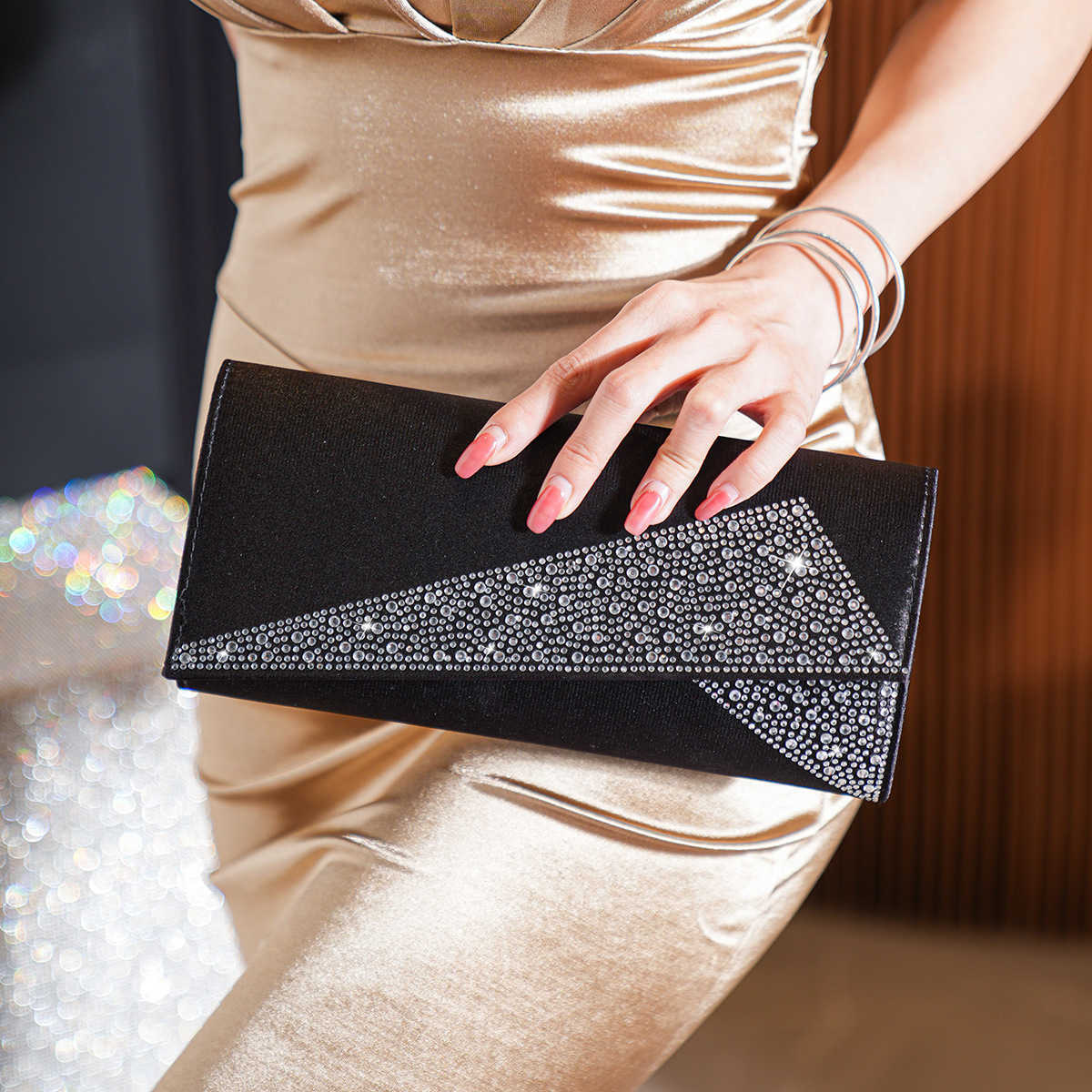 Clutch Bag New Minimalist and Fashionable Versatile Handbag with Rhinestones and Hot Diamonds Elegant Dress Evening Banquet Socialite Banquet Bag 2409