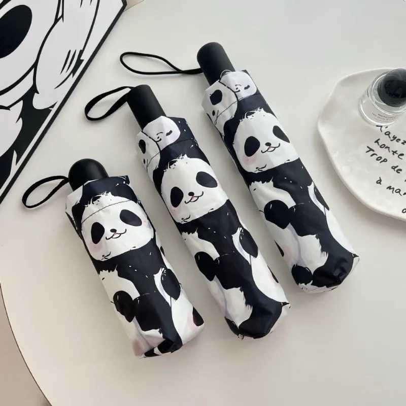 Cute Panda Umbrella Childrens Umbrella Automatic Mini Folding Vinyl Umbrella UV Protection Tiny LightweightM251122
