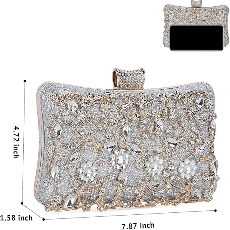Crystal Evening Clutch Bag Clutch Purse for Women Wedding Evening Bag Sparkle Formal Bridal Purse Ladies Prom Cocktail Party Handbag Rhinestone Weddin