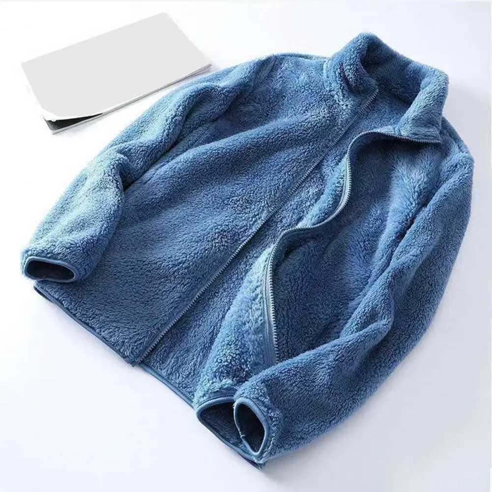 Unisex Plush Coat Zipper Placket Coat Streetwear Plush Coat Double-sided Faux Fur Jacket for Women Men with Stand Collar ZipperXJ241206