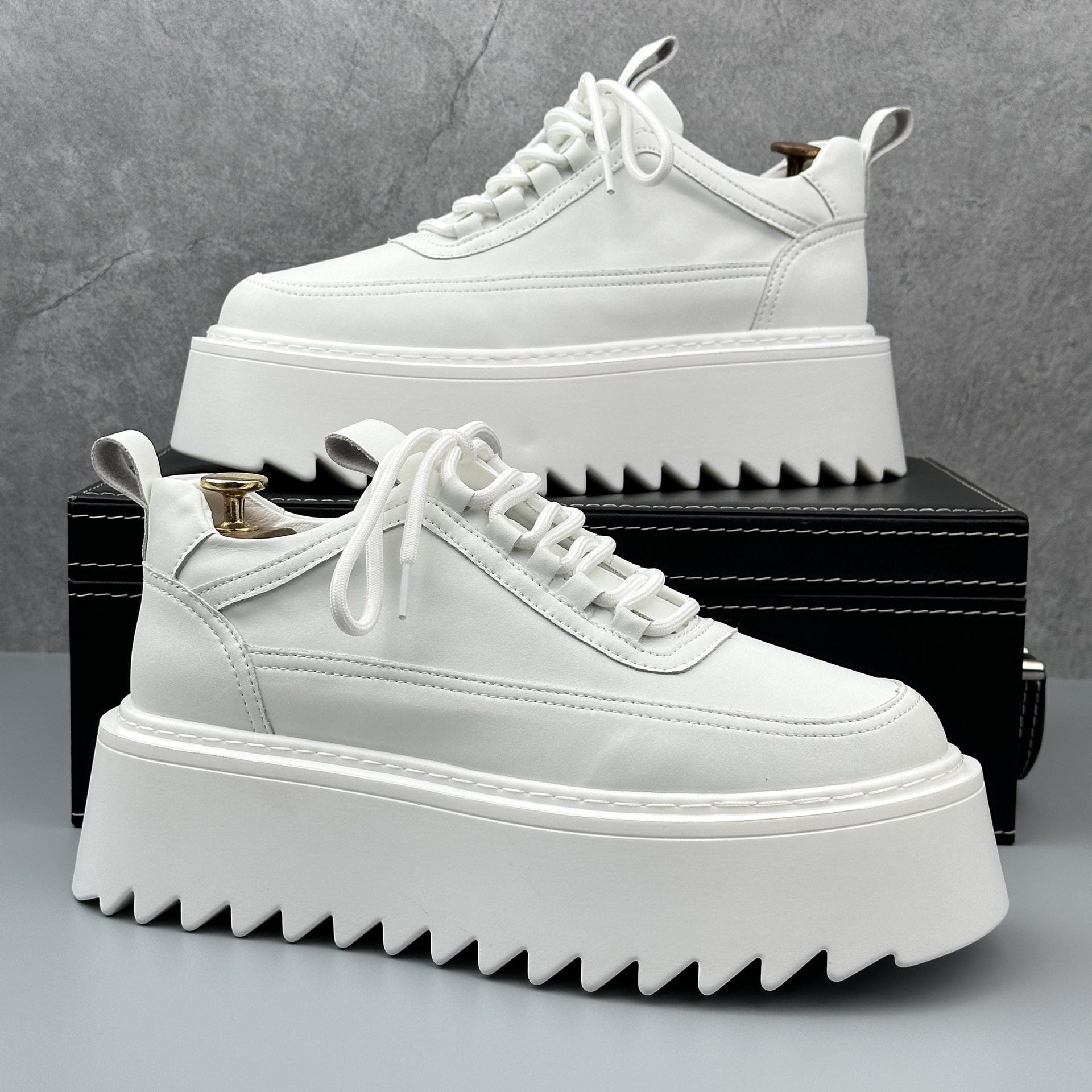 Thick-soled small white shoes men 2024 autumn new niche increase shoes fashion all the trend of casual platform board shoes