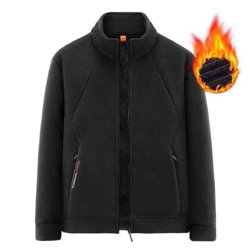 Brand Men Fleece Jacket New Arrival Outdoor Solid Color Mens Winter Jacket Coat Male Black Spring OutwearXJ241206