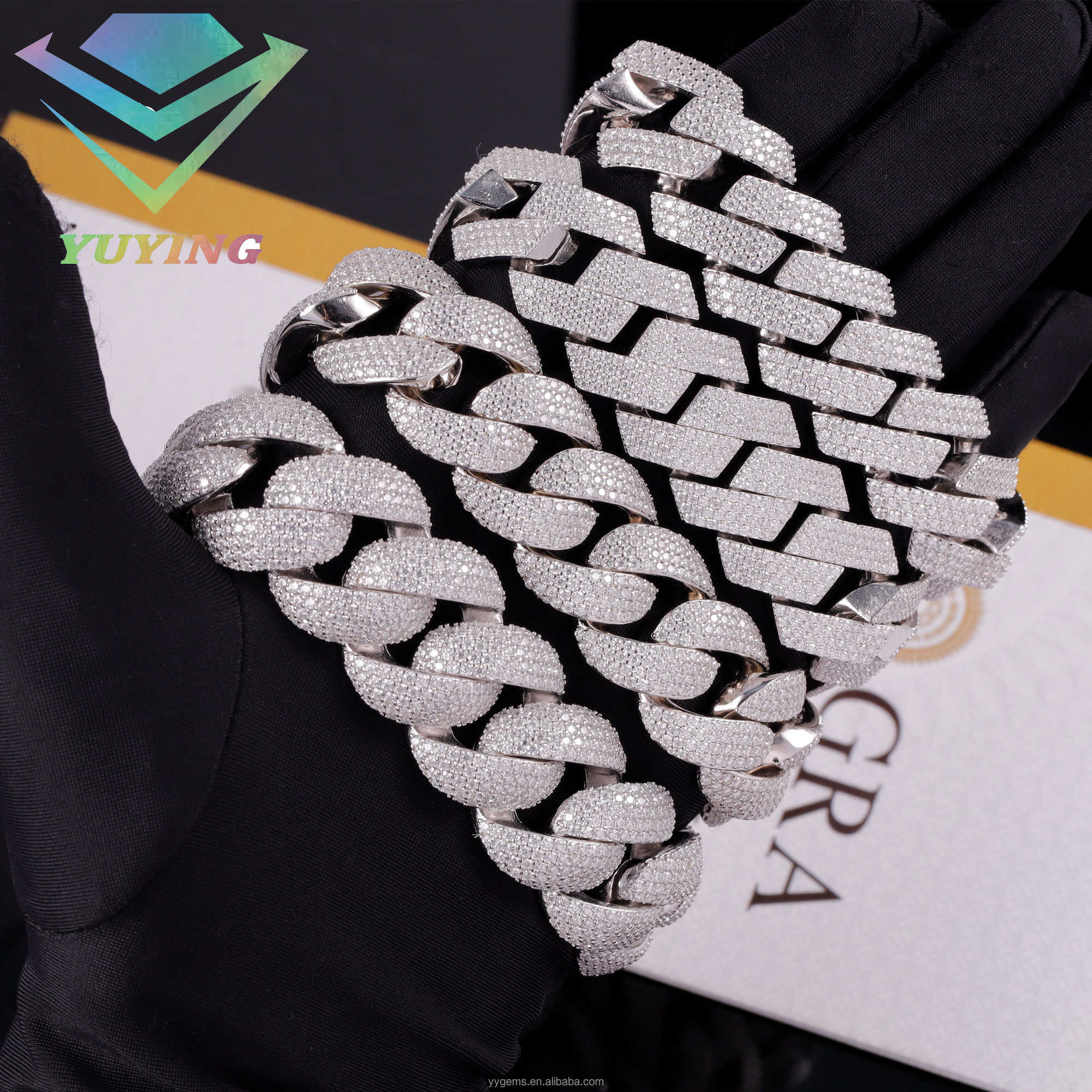 Hip Hop iced out 20mm 22mm Moissanite Bracelet Jewelry 925 Sterling Silver Men Bracelet VVS Moissanite Cuban Link Bracelet