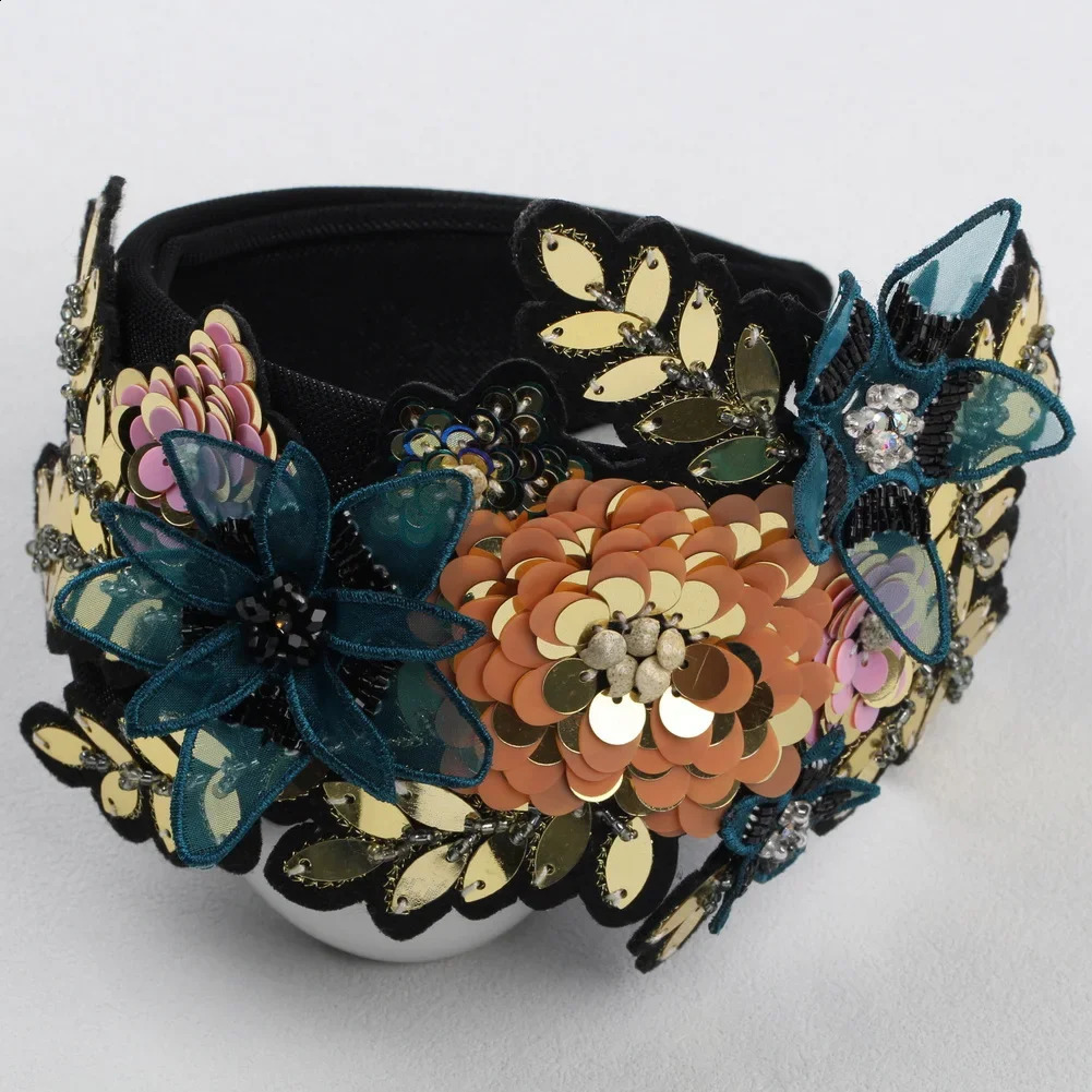 Dazhong sequins sparkling leaves Baroque womens party headbands handmade headbands fashionable hair accessories 241205