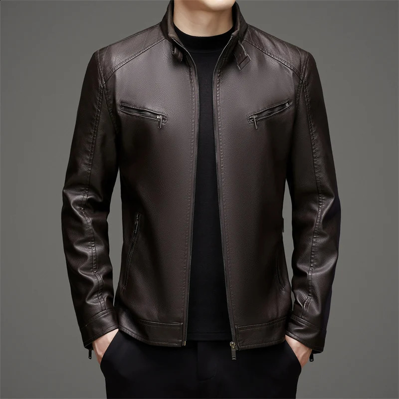 Clothing Mens Fashion Handsome Casual Leather Jackets Men Outwear Warm Biker PU Motorcycle Jacket 241202