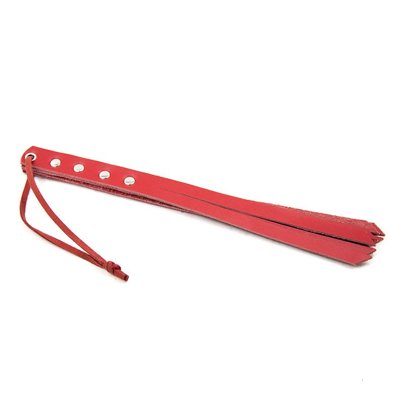 SM adult toy manufacturer spot wholesale red small leather whip spanking prop loose whip flipping plush whip