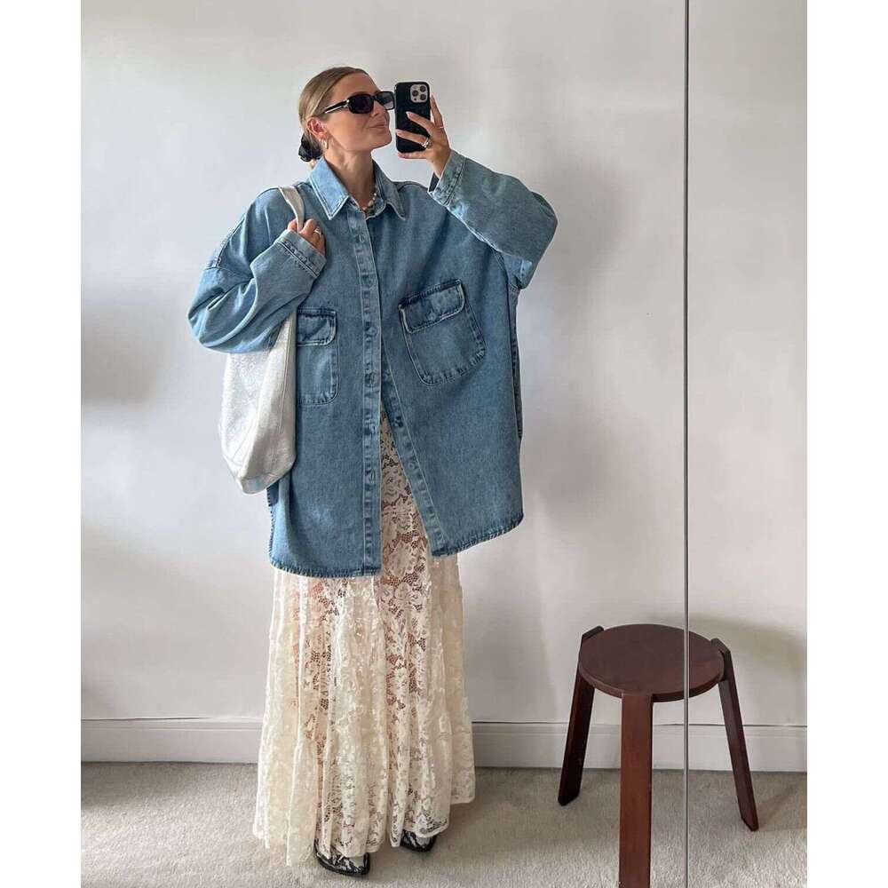 Women's High Waist Sexy See-Through Versatile Solid Casual Ral Patchwork Retro Lace Long Skirt