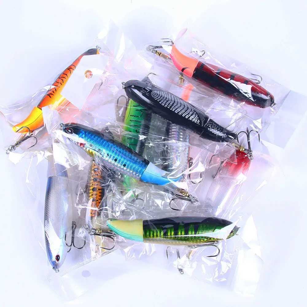 11cm/14cm Topwater Fishing Lures Whopper Popper Artificial Baits Hard Plopper Soft Rotating Tail Fishing Tack Fishing BaitXJ241128