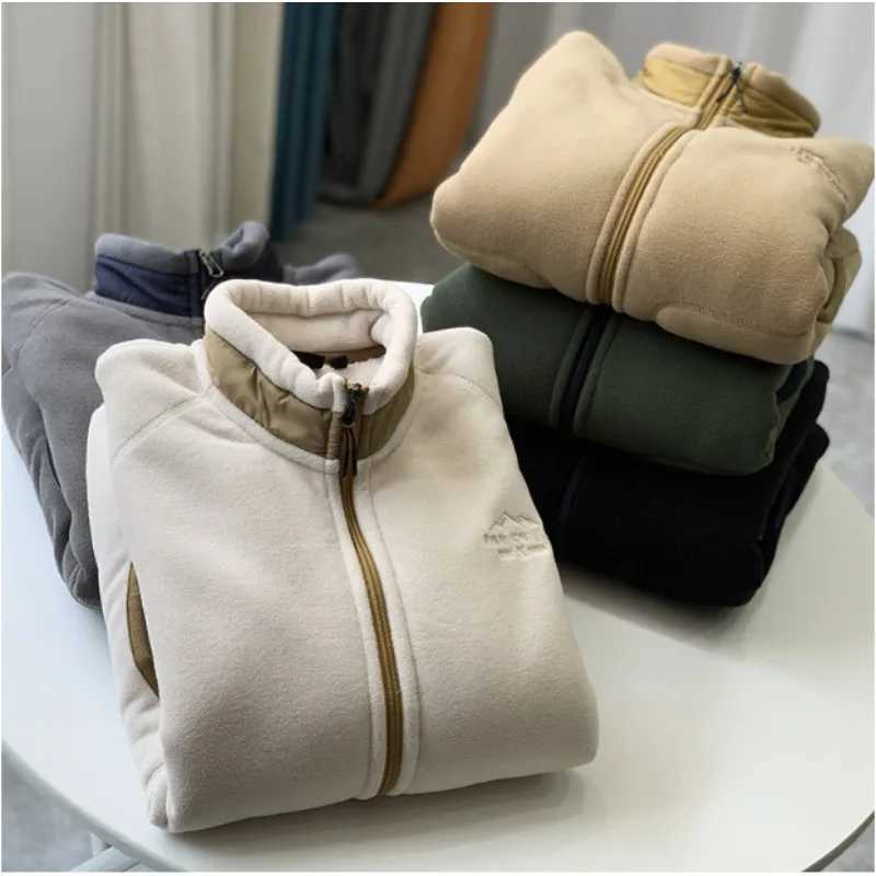 Autumn/Winter Mens giant warm Lamb wool jacket High quality thick warm stand collar solid color base jacket size 2XLXJ241206