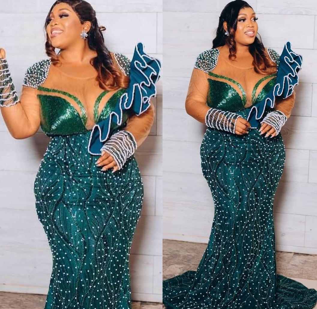 Hunter Green Prom Dresses 2025 Pearls Beaded Full Sleeves Sequined Evening Formal Party Second Birthday Engagement Gowns Plus Size Dress For Special O