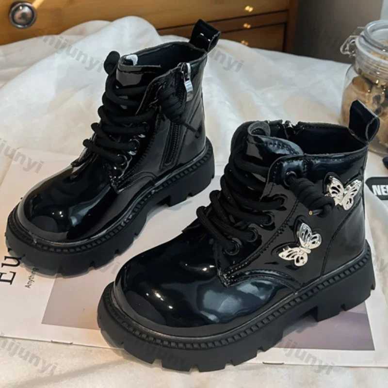 Girls Leather Ankle Boots Children Fashion Autumn New Casual Comfortable Short Boots Princess Solid Color Anti-Slippery BootiesXJ241206