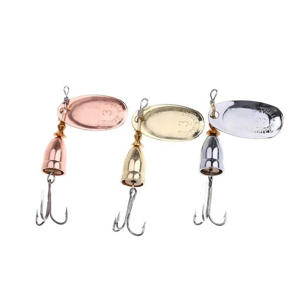 1pcs Rotating Spinner Metal Lure 4g 6g 8g 10g 16g 19g Brass Hard Artificial Spoon Bait Treb Hook Fishing Tack For PikeXJ241128