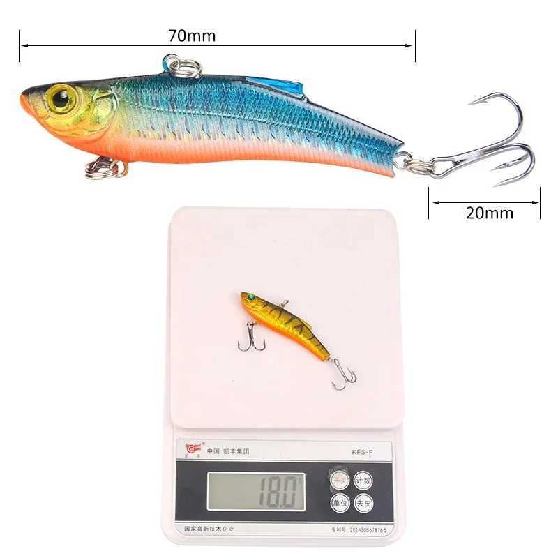 1PCS 70mm 18g Japanese Winter Ice Sea Fishing Lure VIB Bait The Swivel Diving Jig Wing Wobbr Pesca Crank Lures SwimbaitXJ241128