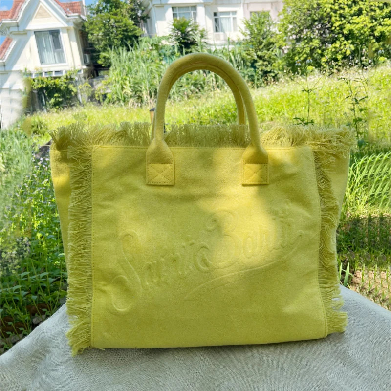 Casual Bags for Women y Large Canvas Bag Denim Handbags Plush Towel Shopping bag Tassels ner Straw Beach 241204