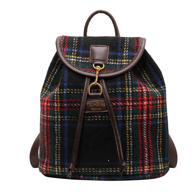 New grid design retro style handheld student girl designer backpack lightweight trendy bag bag