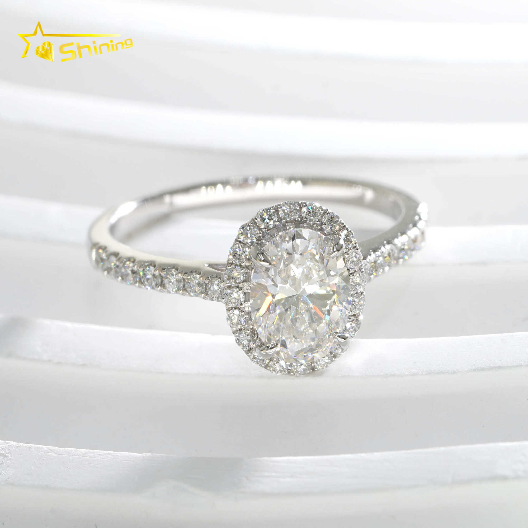 Fine Jewelry 14K Solid White Gold 1.01CT Oval Cut E VVS2 IGI Lab Grown Diamonds Engagement Rings In Stock with Certificate