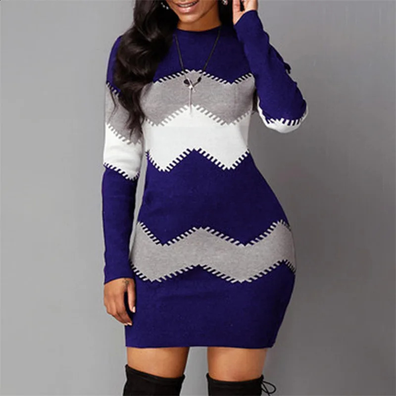 Women Elegant Patchwork Long Sleeve Warm Dress Autumn Winter Rib Knit Sweater Casual Turtleneck Pullover Mini Dresses 241205