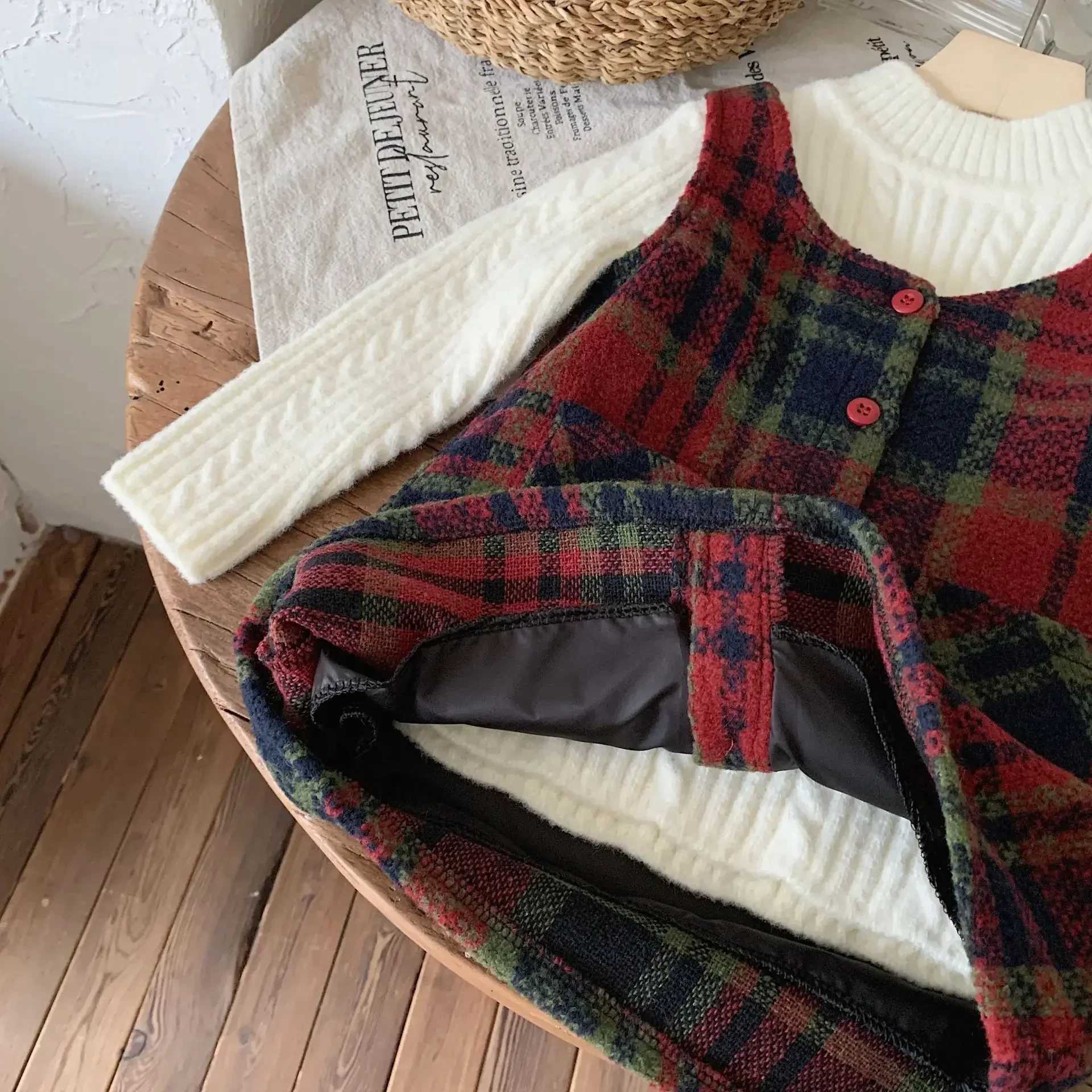 Baby Girl Skirt Clothes Children 2024 New Fall Winter Red Dress Simple Casual Sle All-match Fashion Kids Clothes SkirtXJ241206