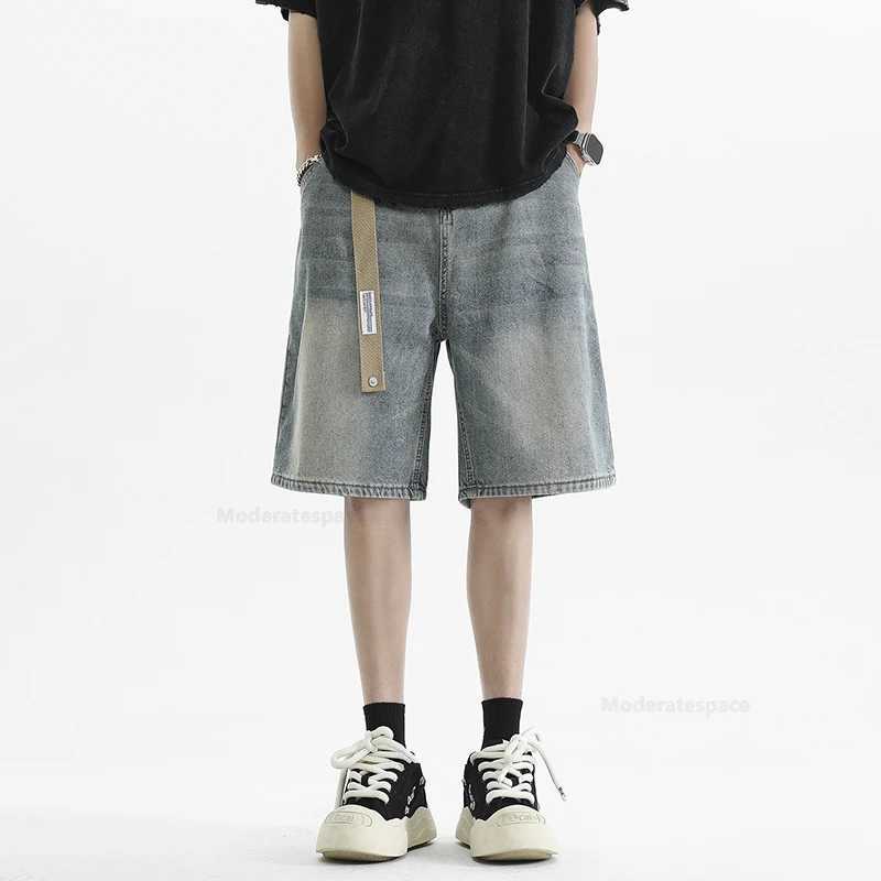 Summer New Mens Vintage Denim Shorts Fashion Ultra-thin Breathable Bermuda Jeans Baggy Casual Male Wide Short PantsXJ241206