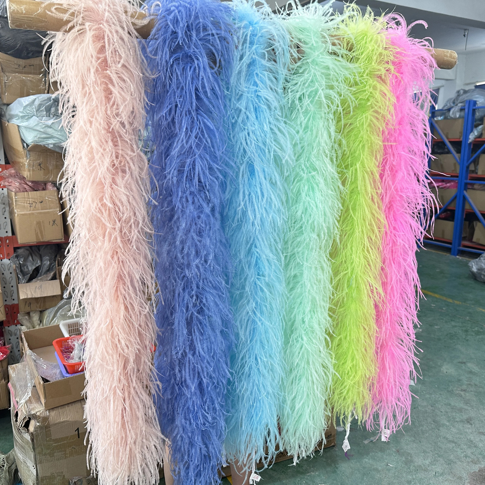 0.5-3 meter colorful ostrich feather Boas 6-layer natural feather decoration used for wedding clothing sewing accessories ruffled edge craft shawl 241