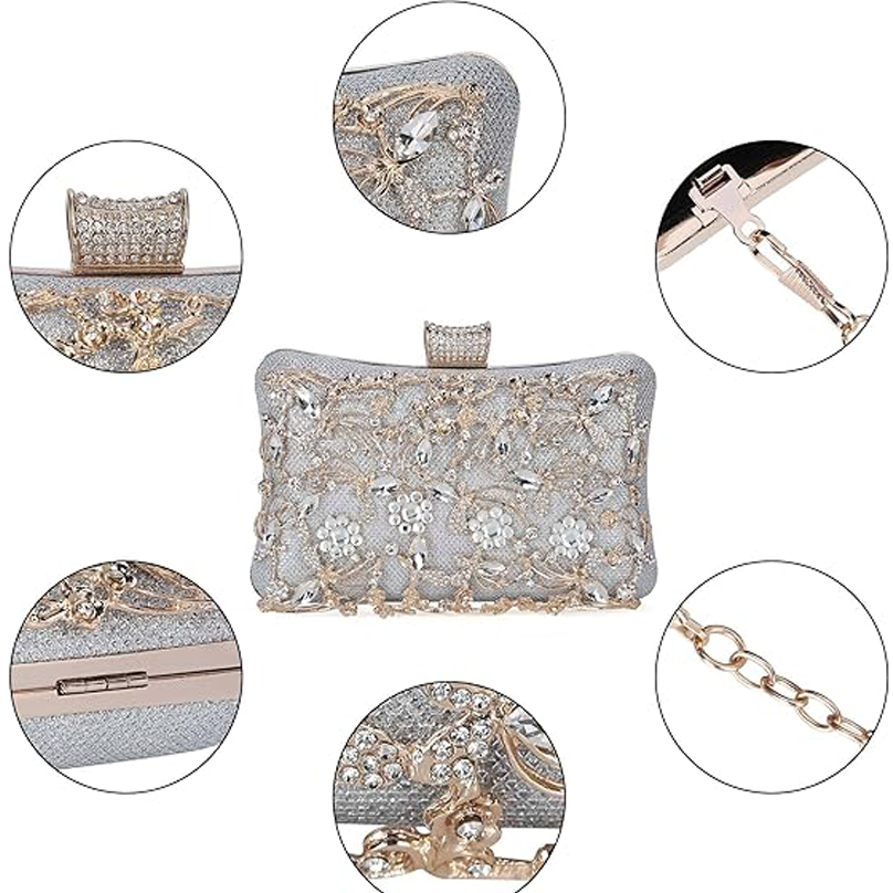 Crystal Evening Clutch Bag Clutch Purse for Women Wedding Evening Bag Sparkle Formal Bridal Purse Ladies Prom Cocktail Party Handbag Rhinestone Weddin