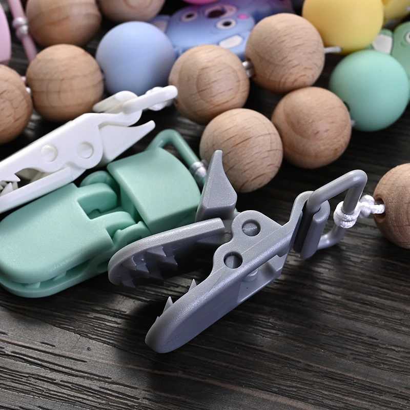 Pacifier Holders Clips# Baby Pacifier Clips Holder Silicone Cartoon Animal Teething Chain Wood Teether For Baby Pacifier Chain Nursing Chew Toys Gift 