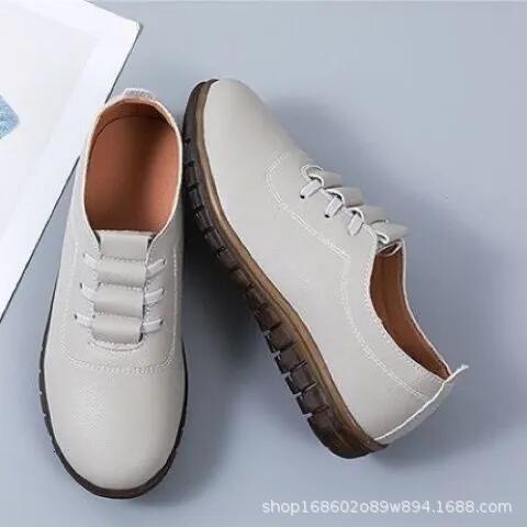 Soft Soled Authentic Leather One Foot Mom Shoes with Flared Soles Plus Size Available